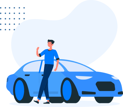 illustration of a person standing beside a new car